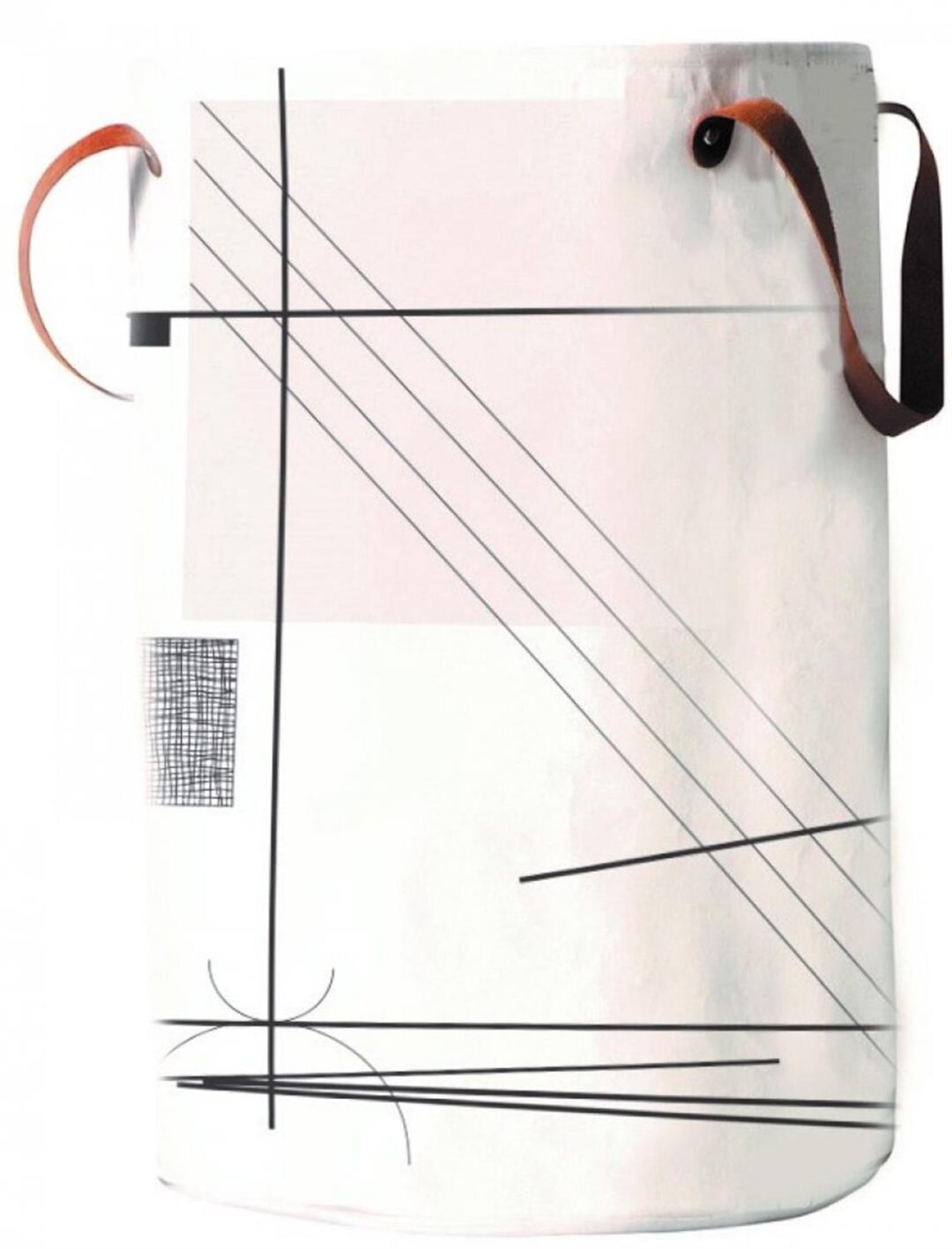 Καλάθι απλύτων με δερμάτινες χειρολαβές abstract art ασπρόμαυρο 40x50cm Estia 02-3289