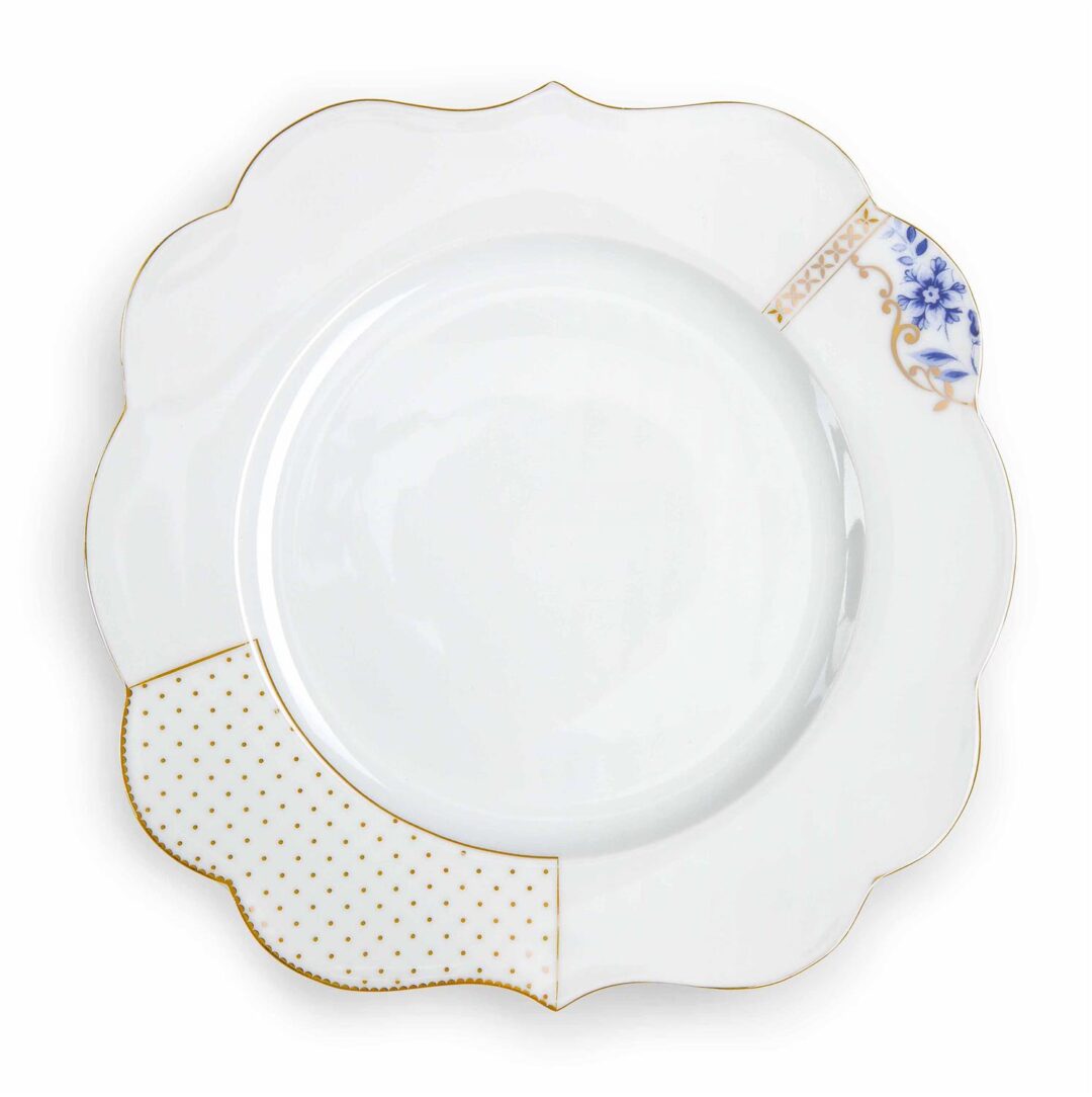 Πιάτο ρηχό Royal White πορσελάνινο λευκό/χρυσό/μπλε Δ-28cm Pip Studio 51001133