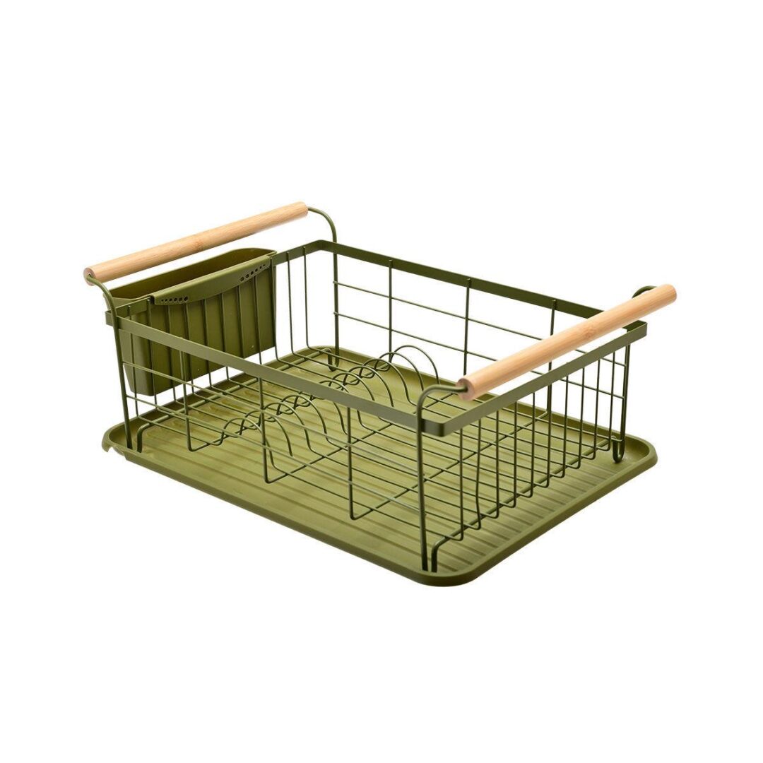 Πιατοθήκη Bamboo Essentials μεταλλική με λαβές λαδί 44x32x20cm Estia 01-14179