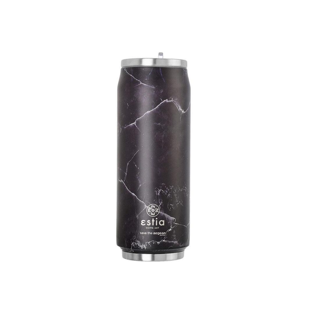 Θερμός/Travel cup Save the Aegean με βουρτσάκι καθαρισμού 500ml Pentelica Black μαύρο Estia 01-16760