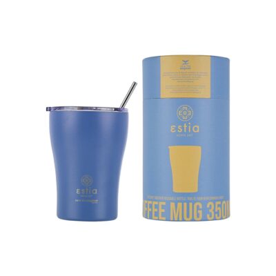 Θερμός Coffee Mug Save the Aegean με βουρτσάκι καθαρισμού 350ml Denim Blue μπλε Estia 01-12182